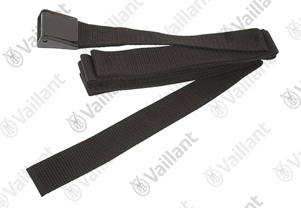 Vaillant Spanngurt aus robustem Material, mit einem festen Verschluss. Der Gurt ist schwarz und eignet sich für verschiedene Anwendungen zur Befestigung.